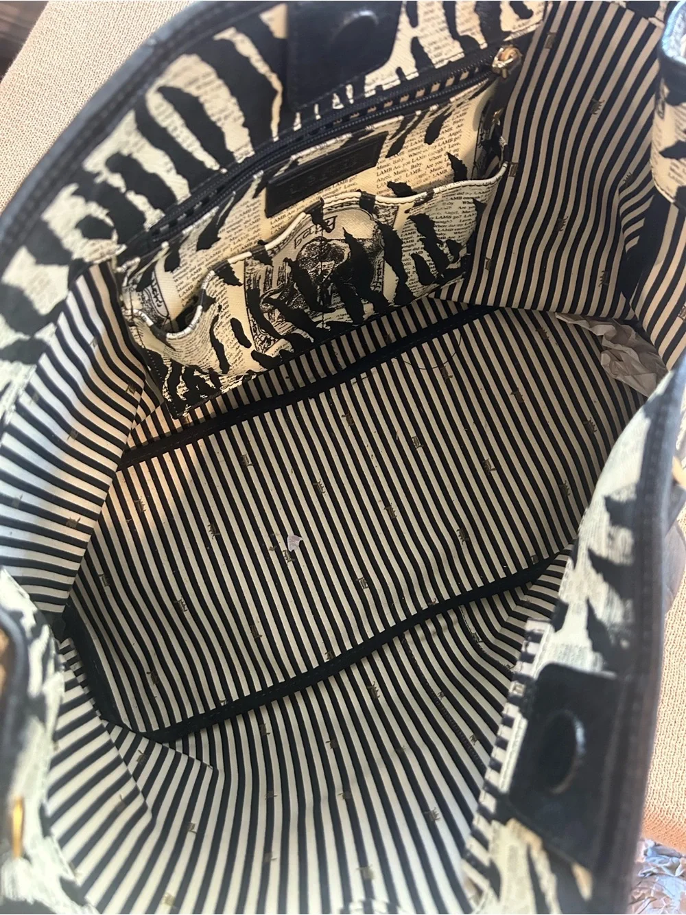 LAMB Black & White Zebra Print Tote Bag - Picture 9 of 14